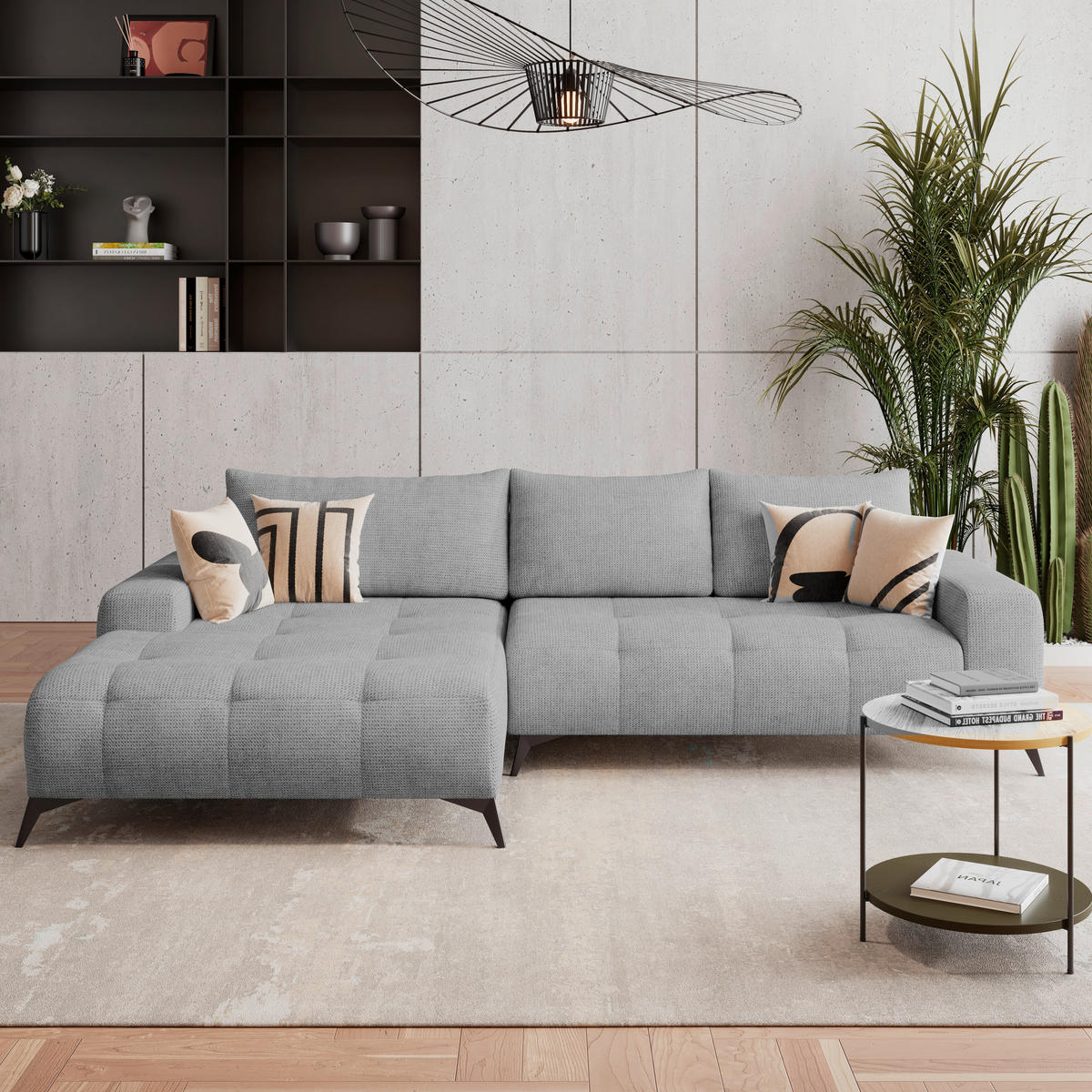 HÖRNSOFFA i flatväv grå  - svart/grå, Trend, metall/textil (175/290cm) - MID.YOU