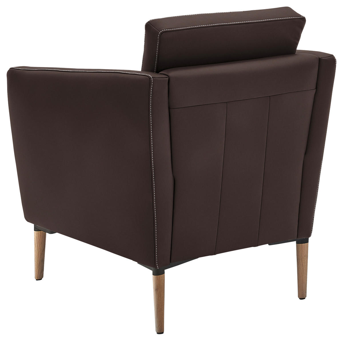 SESSEL in Echtleder Dunkelbraun  - Eichefarben/Dunkelbraun, Natur, Leder/Holz (75/84/76cm) - Valnatura