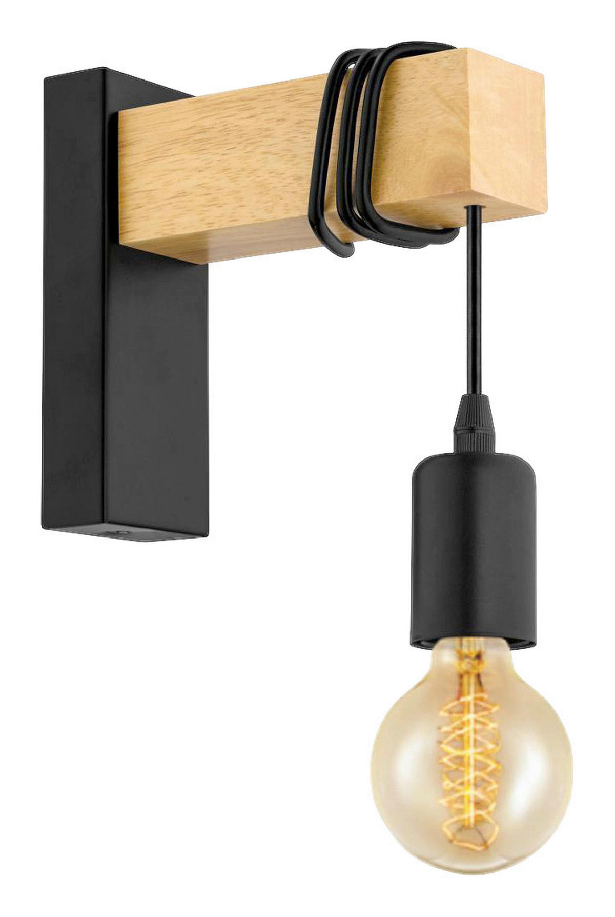 NÁSTĚNNÉ SVÍTIDLO, 6,5/21,5 cm  - černá/hnědá, Trend, kov/dřevo (6,5/21,5cm)