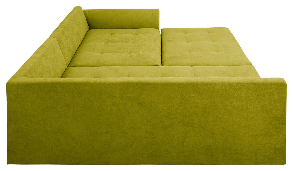 ECKSOFA inkl. Hocker Ariella Hellgrün Mikrofaser  - Naturfarben/Hellgrün, Design, Holz/Textil (161/231cm) - Livetastic
