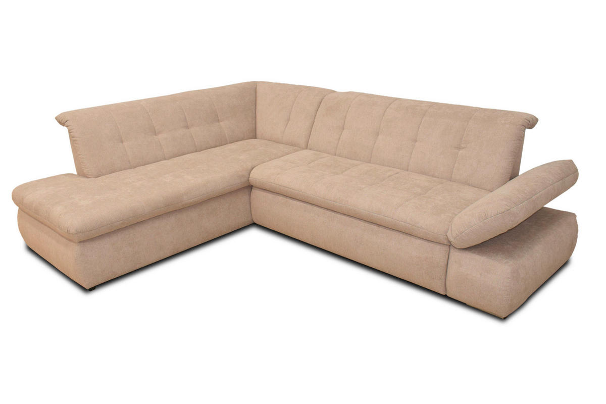 ECKSOFA in Mikrofaser Beige  216/273 cm  - Chromfarben/Beige, KONVENTIONELL, Textil/Metall (216/273cm) - MID.YOU