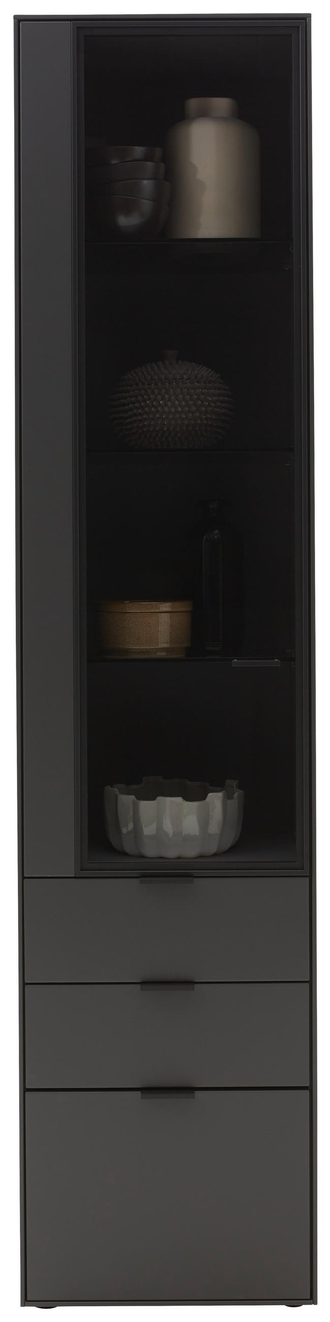 VITRINE Graphitfarben  46,9/205,5/37,1 cm  - Schwarz/Graphitfarben, Design, Glas/Holzwerkstoff (46,9/205,5/37,1cm) - Dieter Knoll