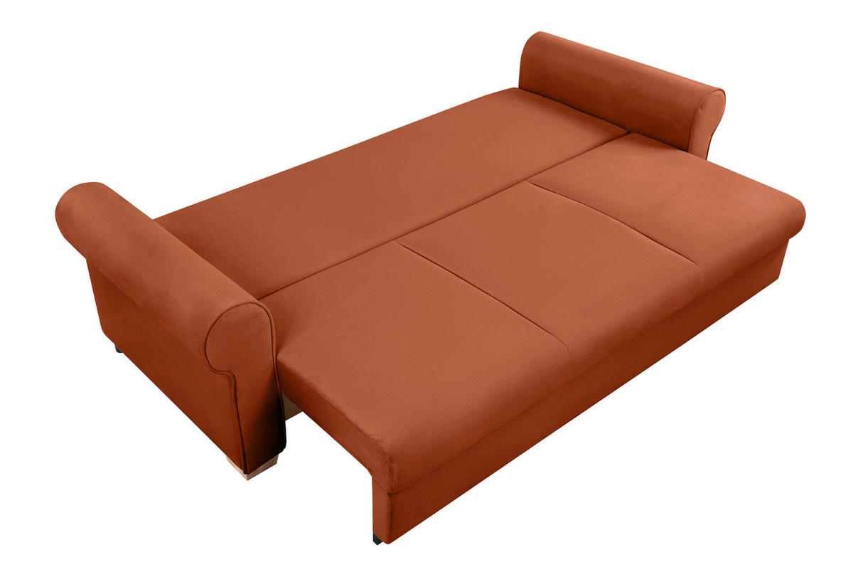 SCHLAFSOFA  mit Bettkasten erhältlich, Liegefunktion, Rücken echt, Armteil links, Armteil rechts Terracotta  - Buchefarben/Terracotta, Design, Holz/Textil (240/94/98cm) - MID.YOU
