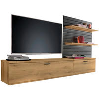 WOHNWAND 2-teilig  in Grau, Eichefarben  270/159/37 cm  - Eichefarben/Anthrazit, Design, Holzwerkstoff/Metall (270/159/37cm) - home24