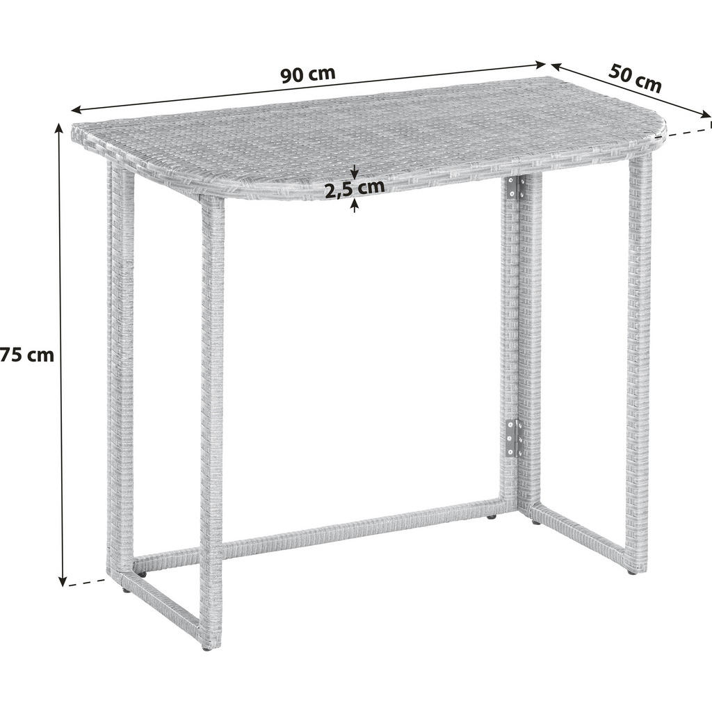 Thumbnail - Gardenson Gartentisch, Natur, Metall, Kunststoff, rechteckig, 50x75x90 cm, klappbar, Gartenmöbel, Gartentische, Gartenti...