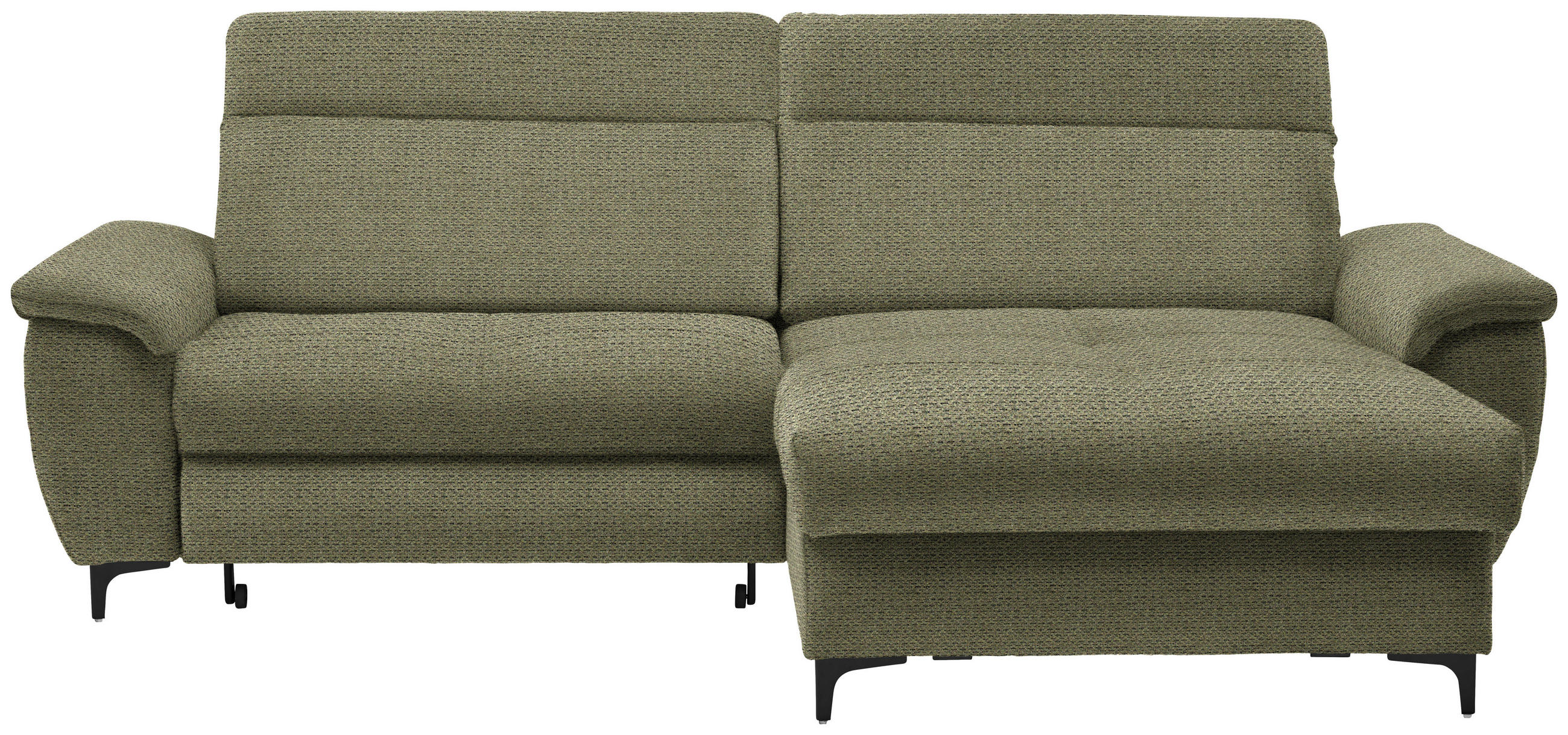 ECKSOFA in Chenille Grün  - Schwarz/Grün, Design, Textil/Metall (185/256cm) - Stylife