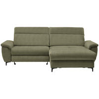 ECKSOFA in Chenille Grün  - Schwarz/Grün, Design, Textil/Metall (185/256cm) - Stylife