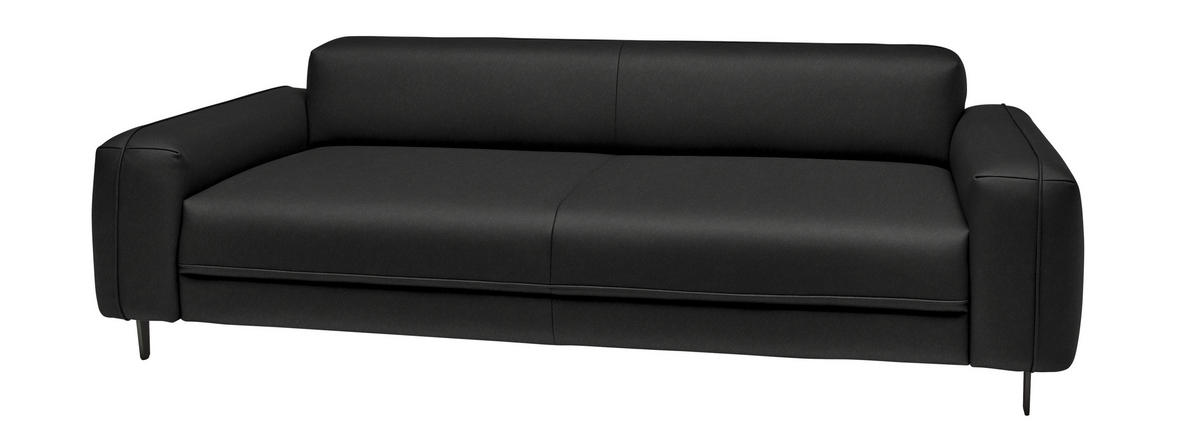 3-SITZER-SOFA  in Echtleder Schwarz   - Anthrazit/Schwarz, Design, Leder/Metall (230/70/109cm) - Johann Jakob
