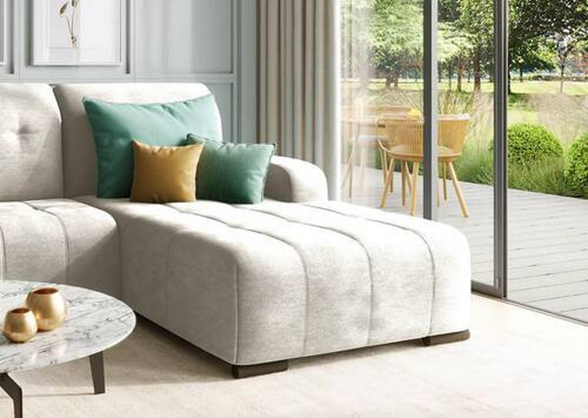 ECKSOFA in Mikrofaser Beige  - Beige/Schwarz, Modern, Textil/Metall (185/292cm) - Livetastic