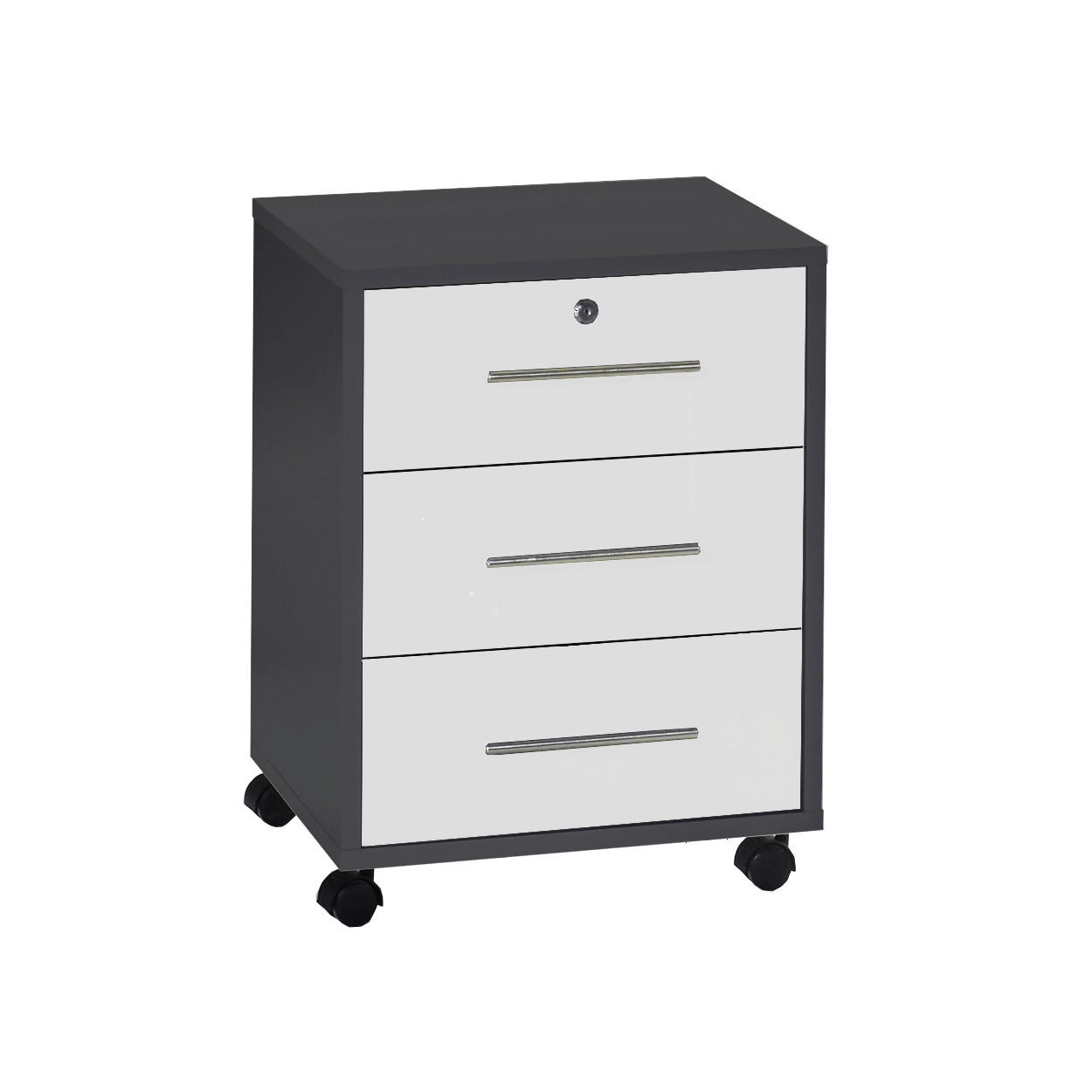 ROLLCONTAINER Anthrazit, Weiß  - Anthrazit/Silberfarben, LIFESTYLE, Holzwerkstoff/Metall (44/58/40cm) - MID.YOU