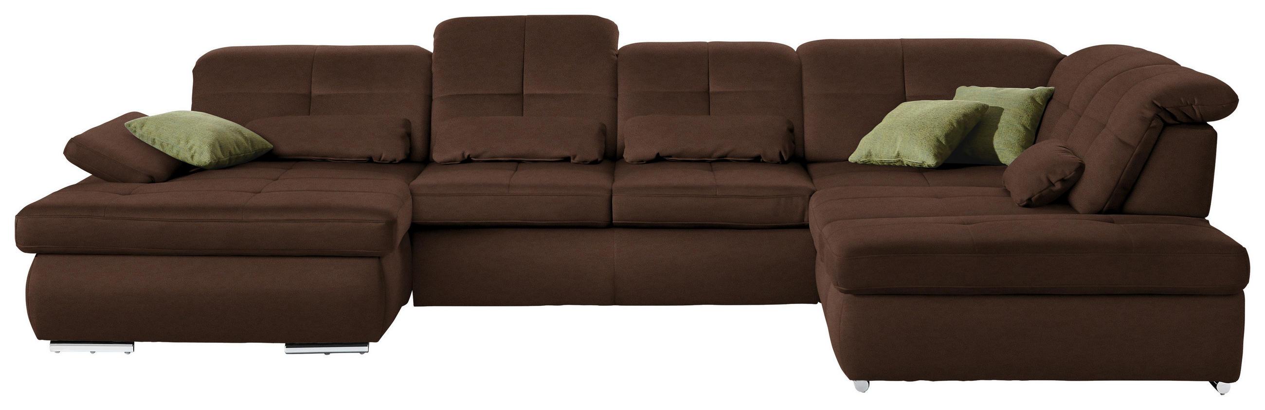 WOHNLANDSCHAFT  in Mikrofaser Braun  - Chromfarben/Braun, Design, Textil (195/371/260cm) - Beldomo Style