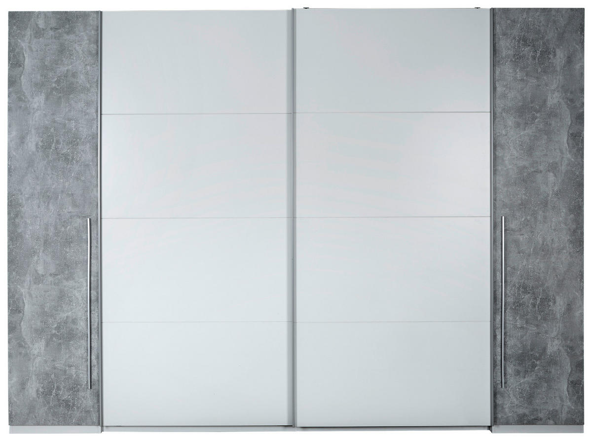 SKŘÍŇ S POSUVNÝMI DVEŘMI, šedá, bílá, 270/225/61 cm - šedá/bílá, Moderní, kov/plast (270/225/61cm) - MID.YOU