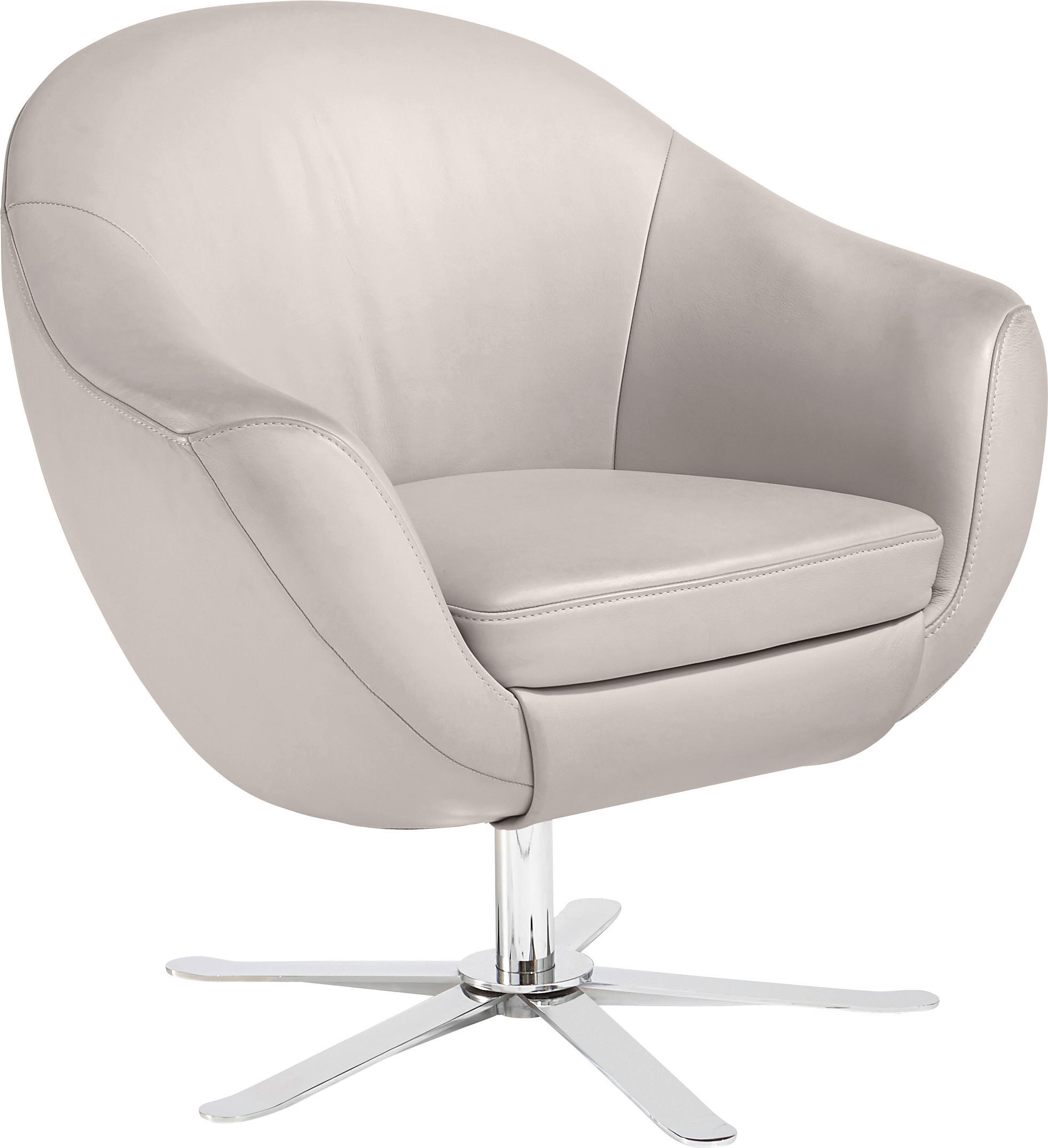 COCKTAILSESSEL Echtleder Hellgrau    - Chromfarben/Hellgrau, Design, Leder/Metall (84/82/71cm) - Joop!