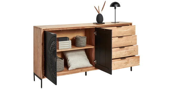 SIDEBOARD 175/90/40 cm  - Schwarz/Akaziefarben, Design, Holz/Metall (175/90/40cm) - Ambia Home