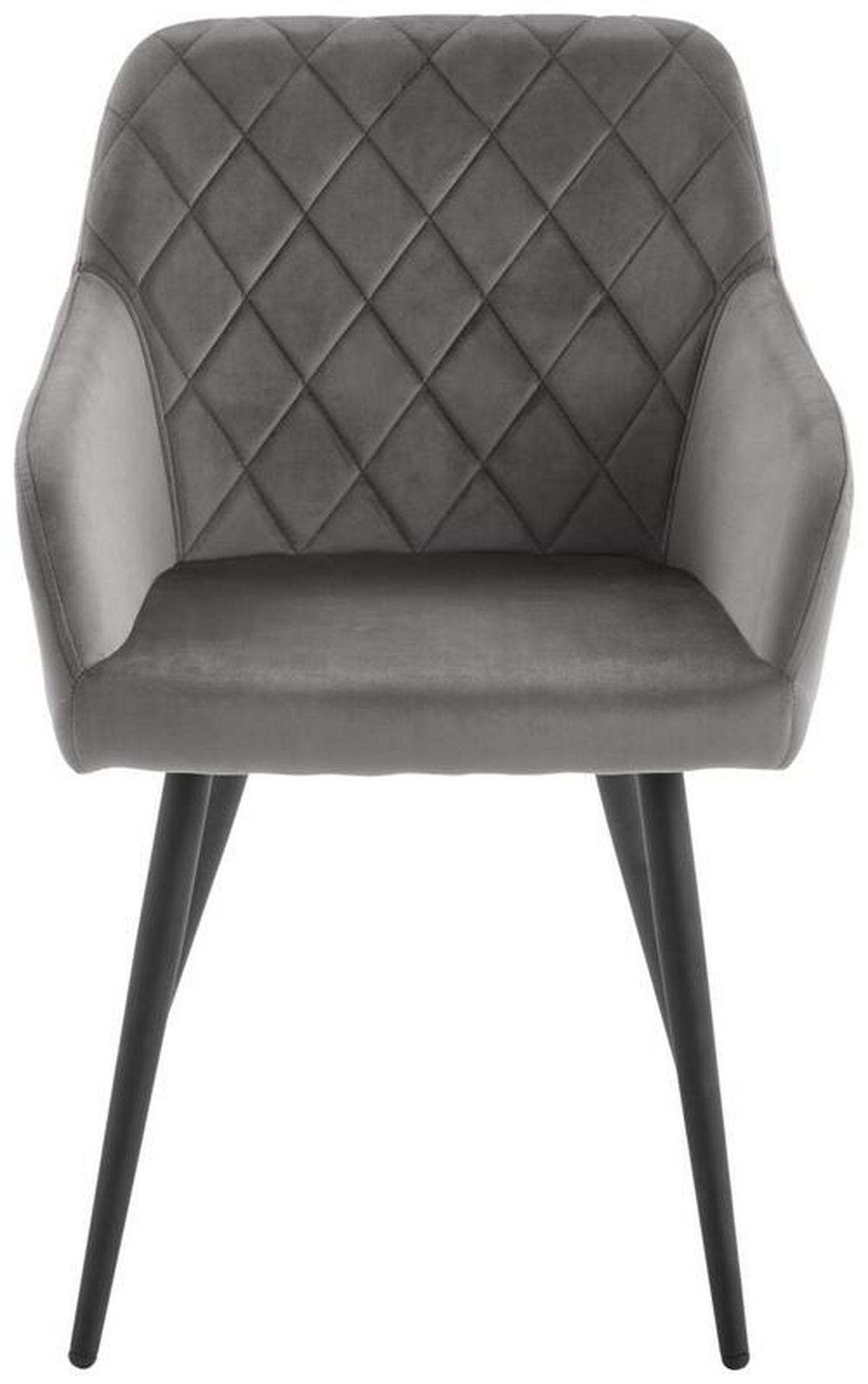ARMLEHNSTUHL  in Eisen Samt  - Schwarz/Grau, Trend, Holz/Textil (54/86/60cm) - Livetastic
