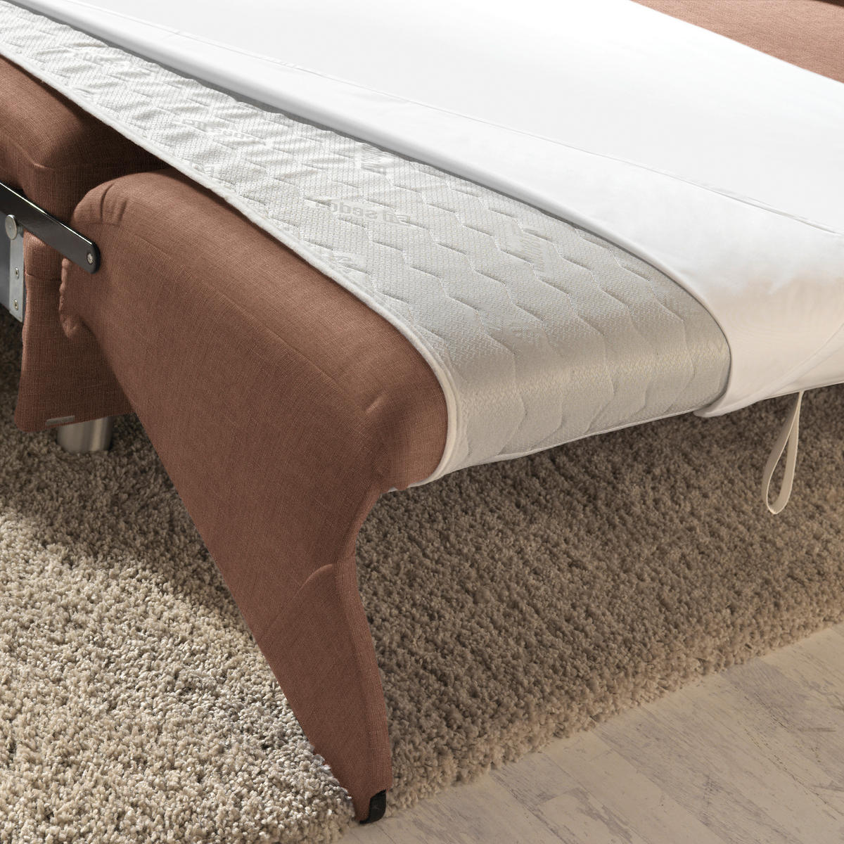 ECKSOFA in Chenille Braun  227/208 cm  - Alufarben/Braun, KONVENTIONELL, Textil/Metall (227/208cm) - Sedda
