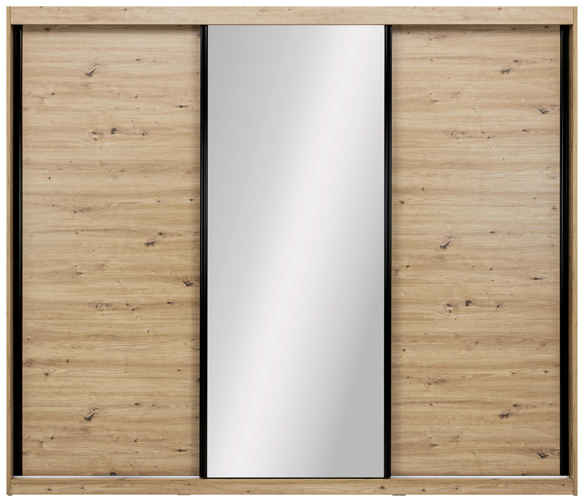 SCHIEBETÜRENSCHRANK 250/215/59,5 cm 3-türig  - Schwarz/Weiß, MODERN, Holzwerkstoff/Metall (250/215/59,5cm) - MID.YOU