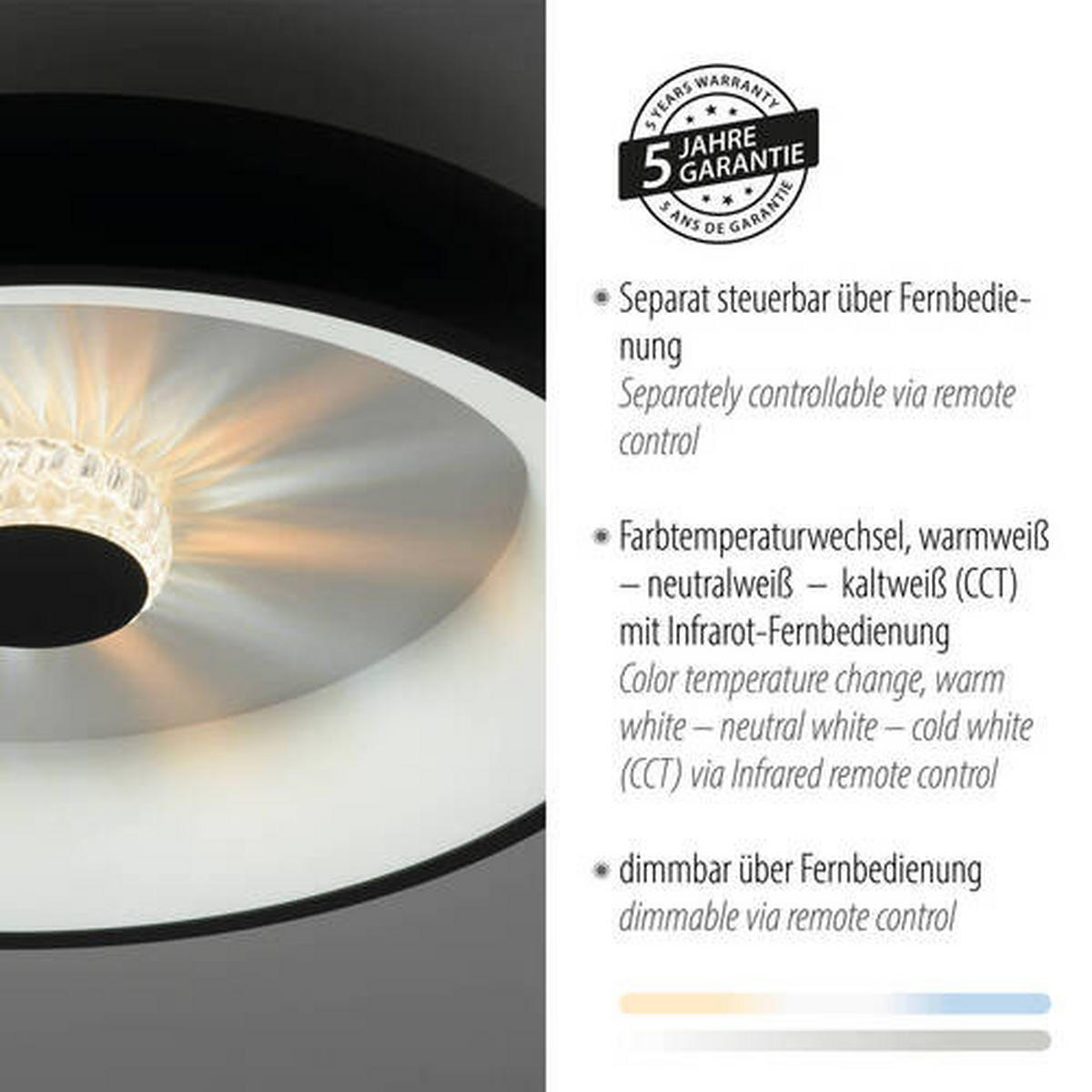 STROPNÉ LED SVIETIDLO, 46,5/9,5 cm  - čierna, Design, kov/plast (46,5/9,5cm)