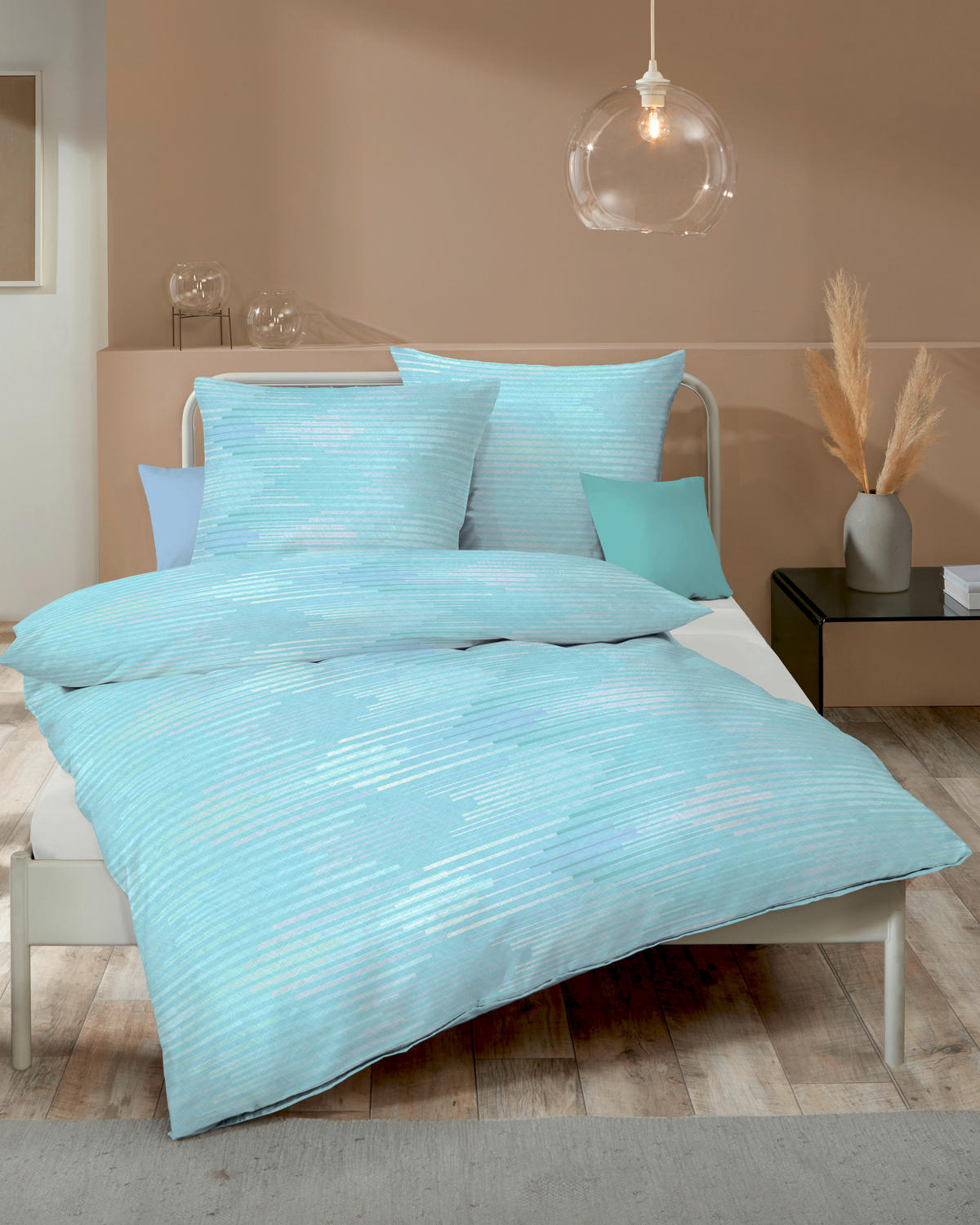 BETTWÄSCHE Makosatin 140/200 cm  - Hellblau, KONVENTIONELL, Textil (140/200cm) - Kaeppel