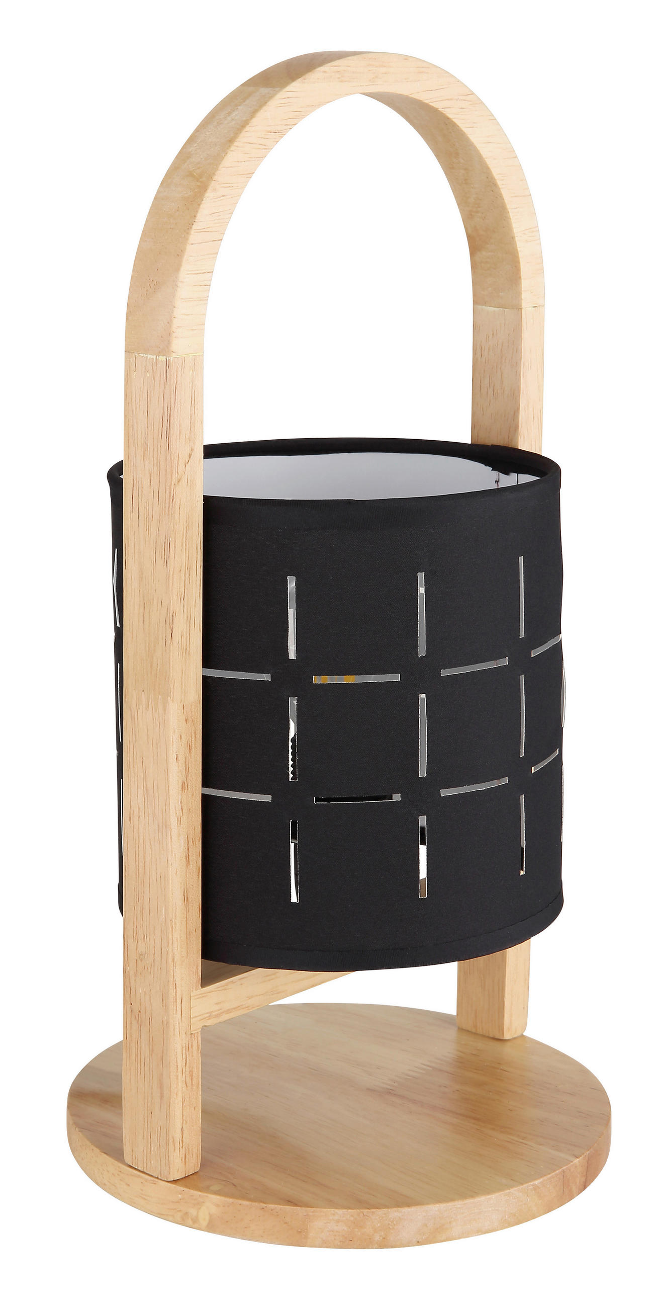 TISCHLEUCHTE 16/33 cm   - Schwarz/Naturfarben, Natur, Holz/Textil (16/33cm) - Globo