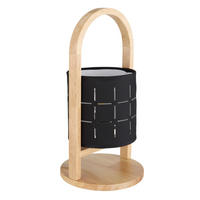 TISCHLEUCHTE 16/33 cm   - Schwarz/Naturfarben, Natur, Holz/Textil (16/33cm) - Globo