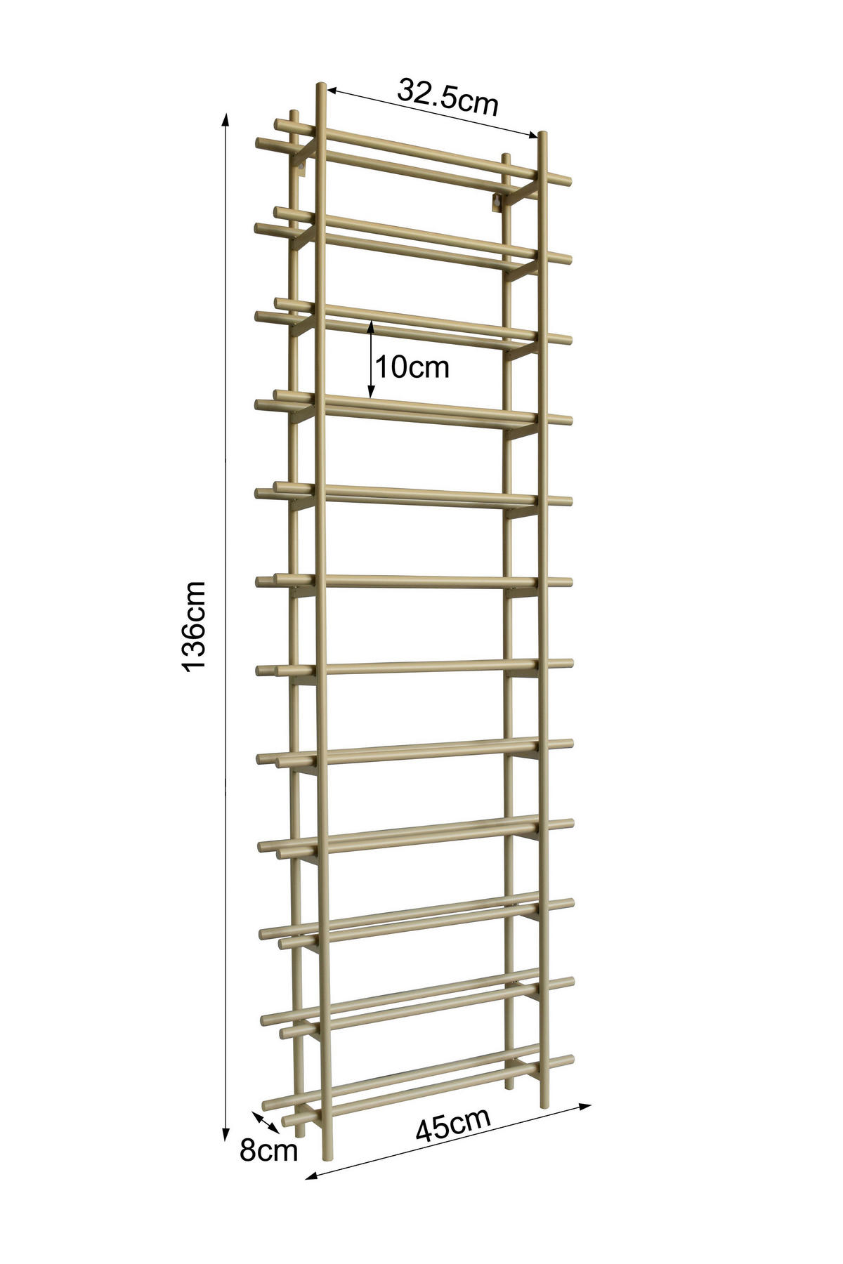 WEINREGAL  - Greige, KONVENTIONELL, Metall (45/136/11cm) - Kare-Design