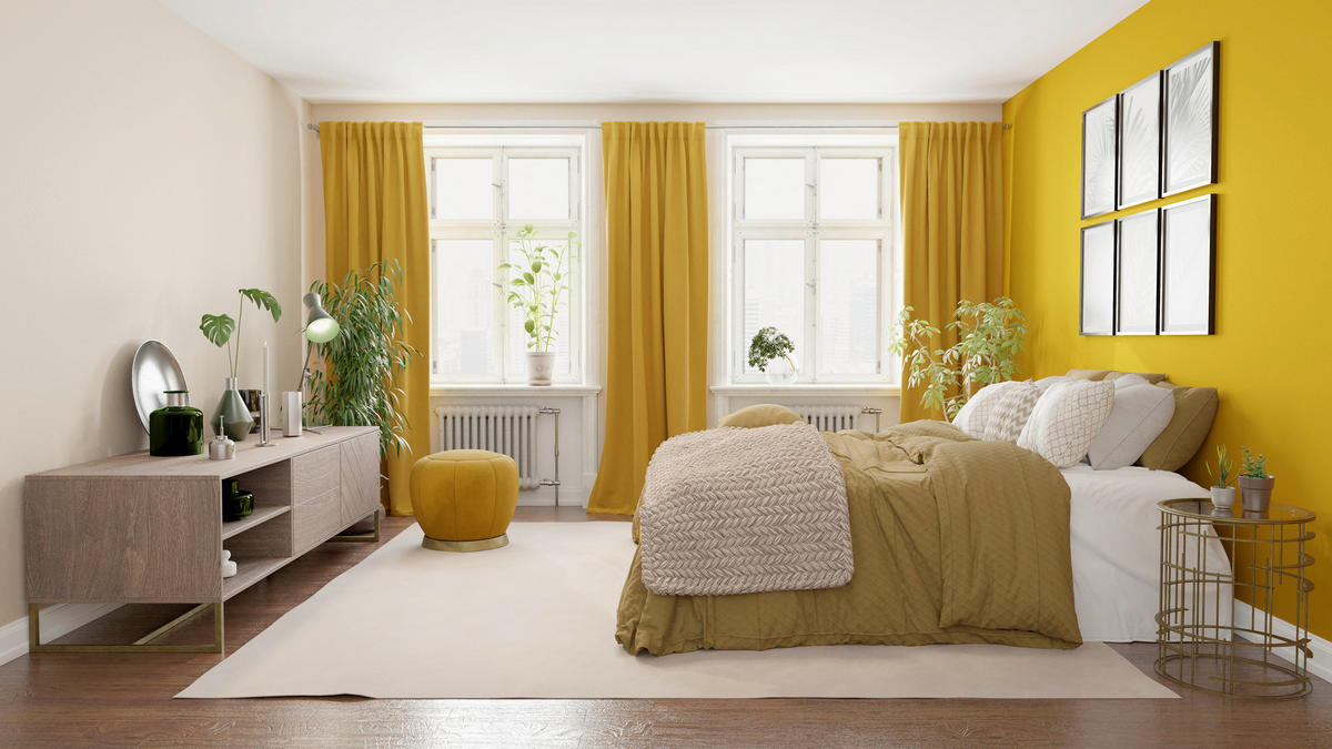 FERTIGVORHANG  blickdicht  140/245 cm   - Senfgelb, Basics, Textil (140/245cm) - Fuggerhaus