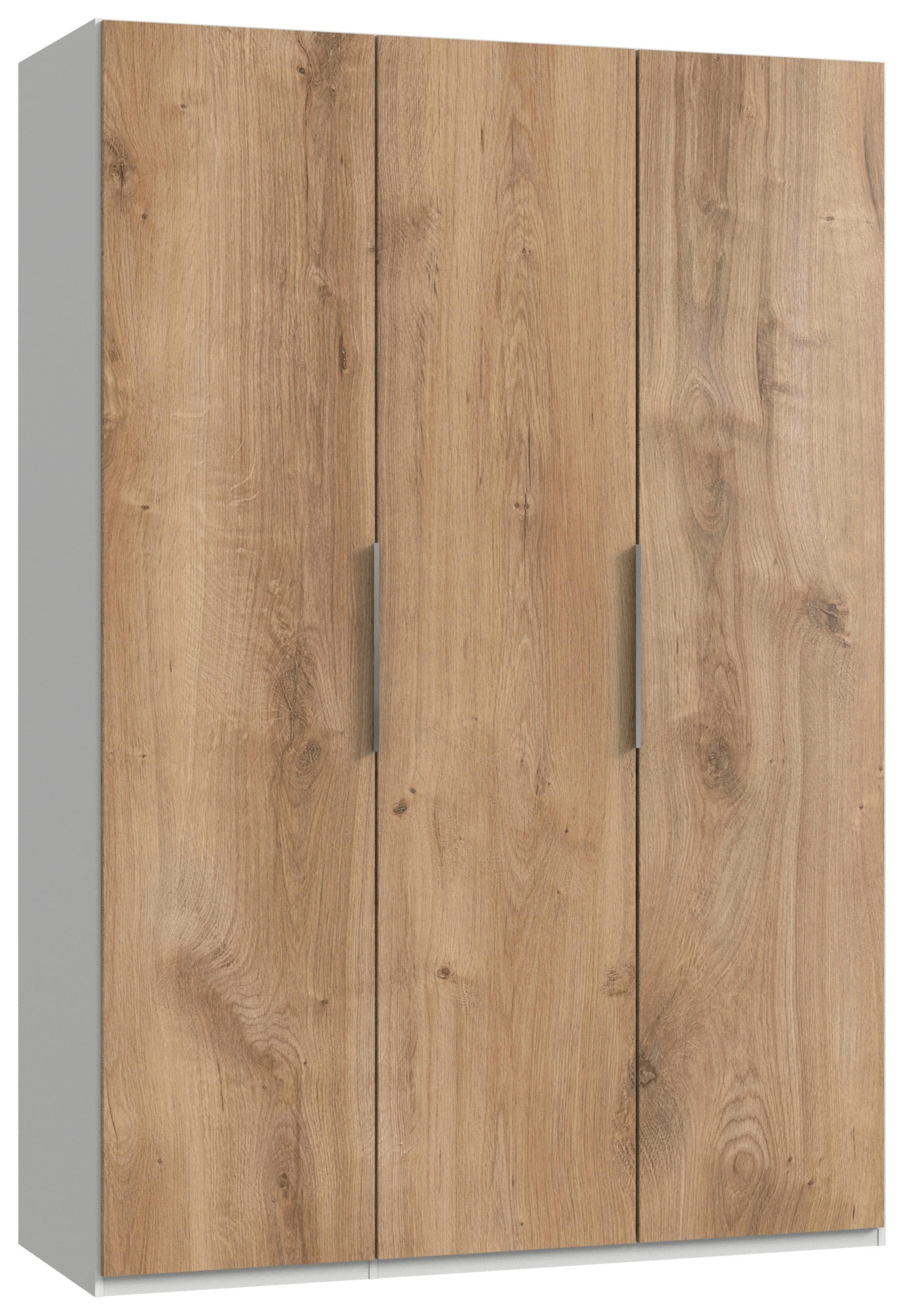 DREHTÜRENSCHRANK 150/216/58 cm 3-türig Weiß, Eichefarben  - Chromfarben/Eichefarben, MODERN, Holzwerkstoff (150/216/58cm) - MID.YOU
