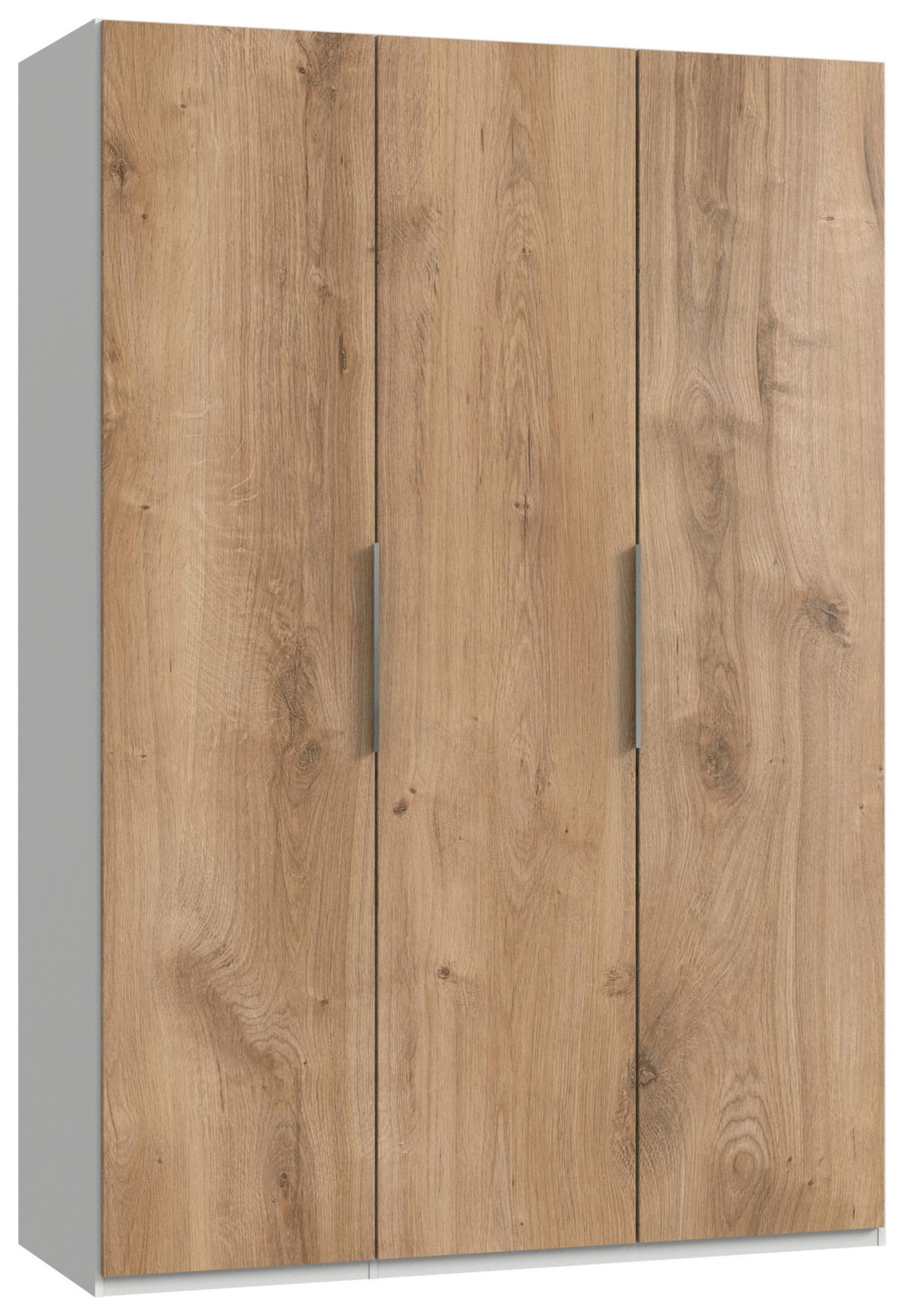DREHTÜRENSCHRANK 150/216/58 cm 3-türig Eichefarben, Weiß  - Chromfarben/Eichefarben, MODERN, Holzwerkstoff (150/216/58cm) - MID.YOU
