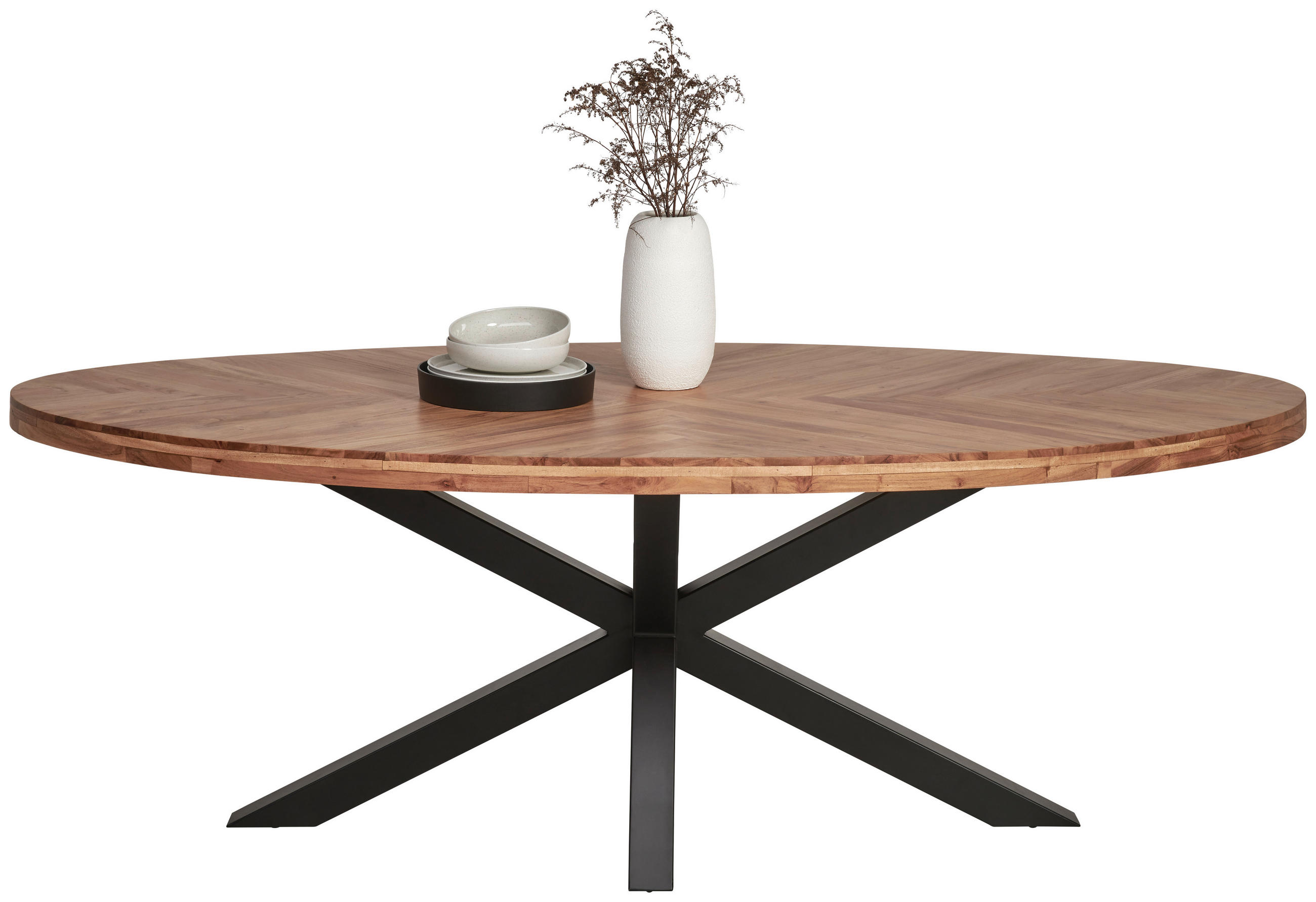 ESSTISCH in Holz 220/110/76 cm   - Schwarz/Naturfarben, Trend, Holz/Metall (220/110/76cm) - Ambia Home