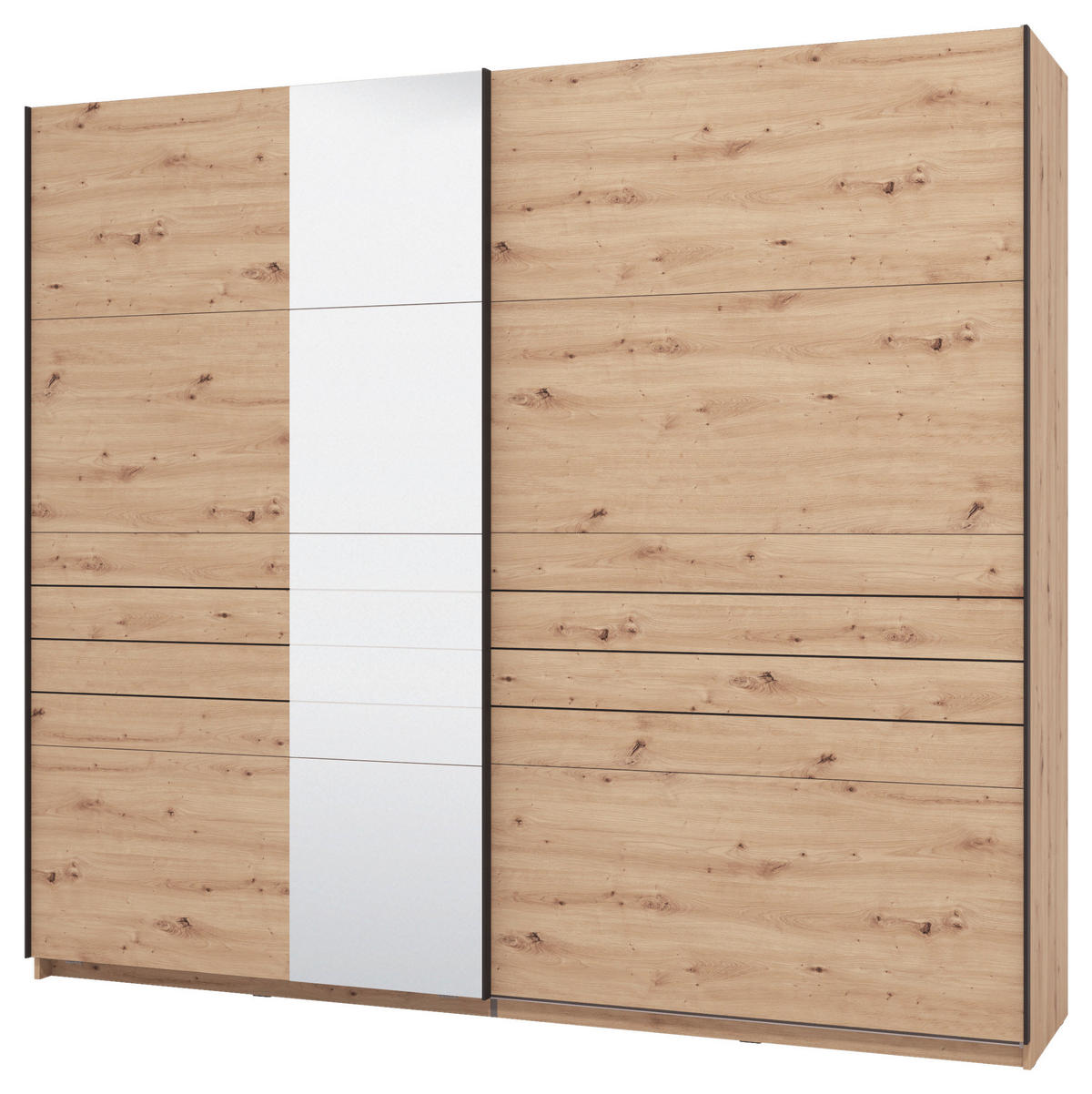 SKRIŇA S POS. DVER. – HOR.VED, dub artisan, 245/217,5/61 cm - čierna/dub artisan, Basics, kov/kompozitné drevo (245/217,5/61cm) - Xora