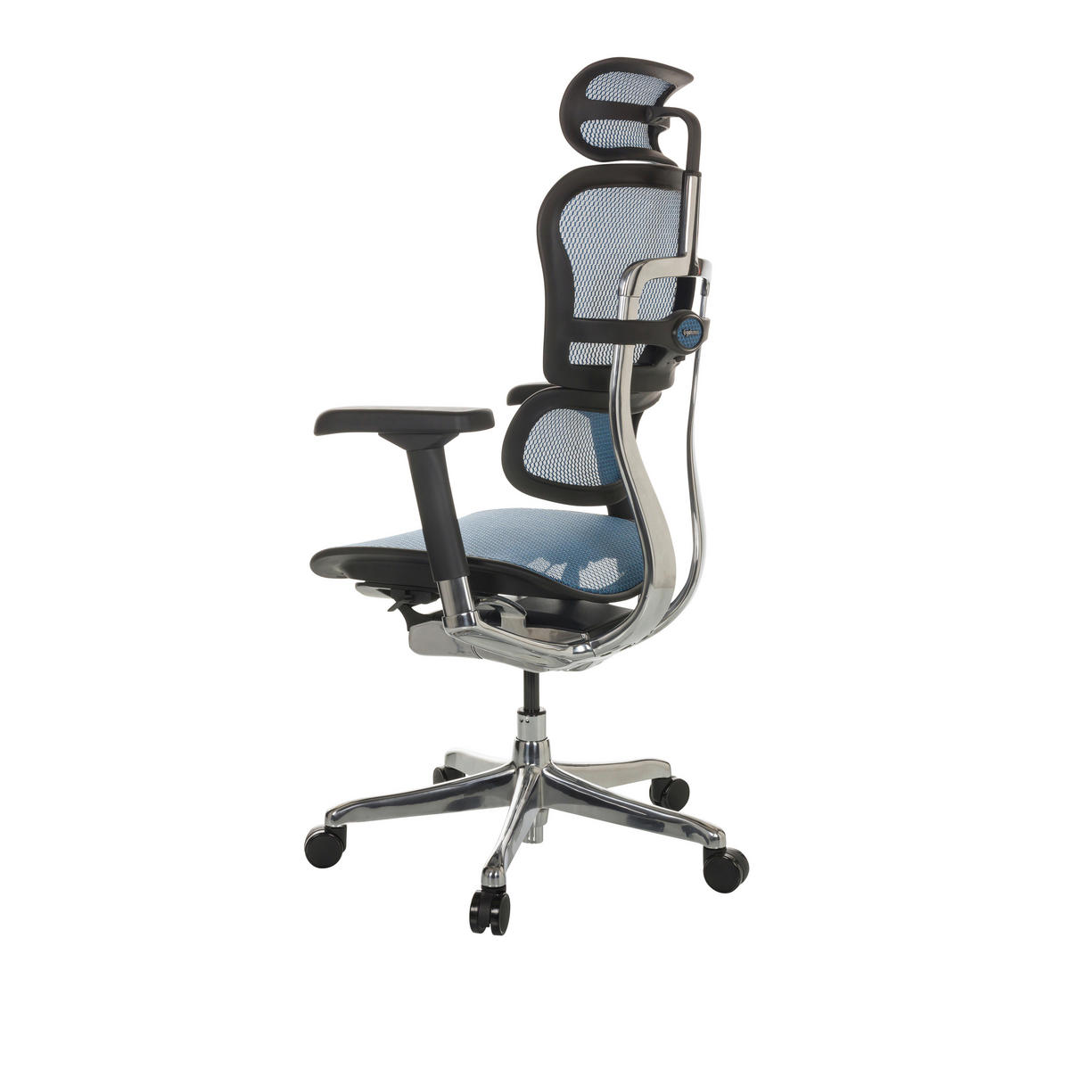 DREHSTUHL  in Netz Blau  - Blau/Silberfarben, Basics, Kunststoff/Textil (69/119-144/65cm) - MID.YOU