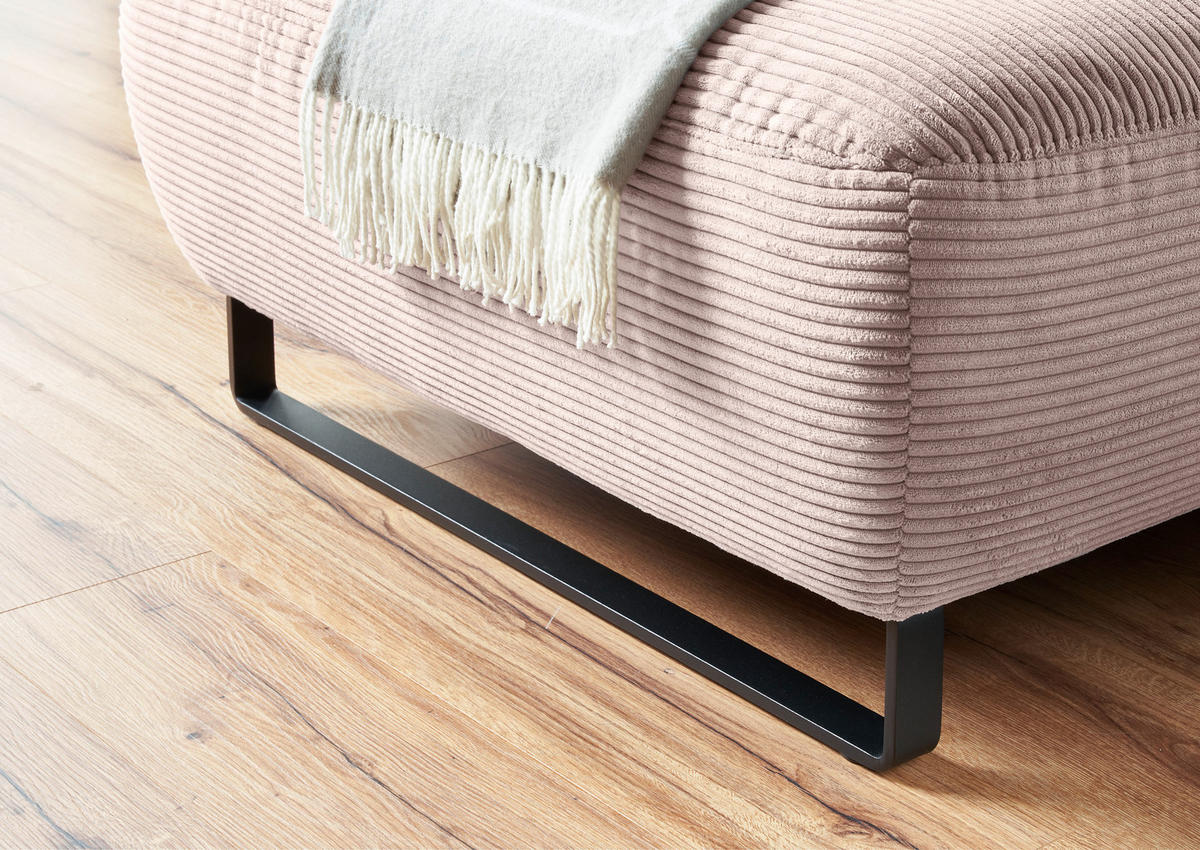ECKSOFA in Cord Rosa  - Schwarz/Rosa, Konventionell, Textil/Metall (180/266cm) - Hom`in