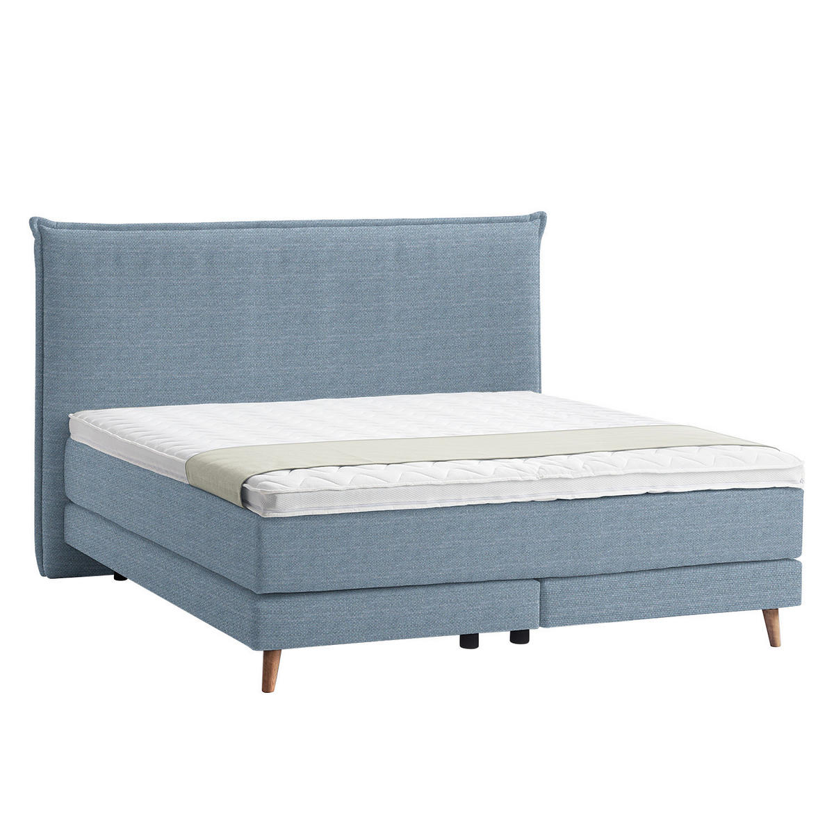 BOXSPRINGBETT 180/200 cm  in Blau  - Blau/Eichefarben, Design, Holzwerkstoff/Textil (180/200cm) - home24