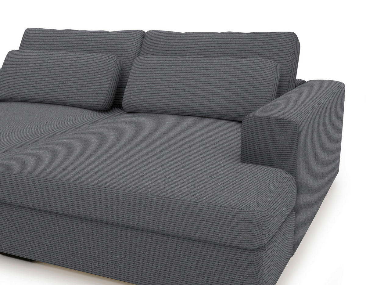 BIGSOFA in Cord Dunkelgrau  - Dunkelgrau/Schwarz, Design, Textil (223/80/158cm) - Lomoco