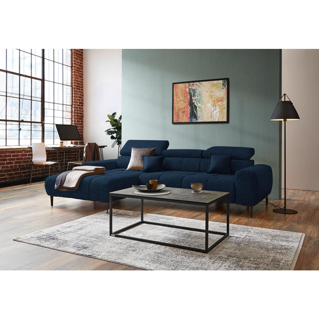 Thumbnail - Welnova Ecksofa, Dunkelblau, Textil, Uni, 5-Sitzer, Ottomane links, L-Form, 270x177 cm, Made in EU, Typenauswahl, Stoffa...