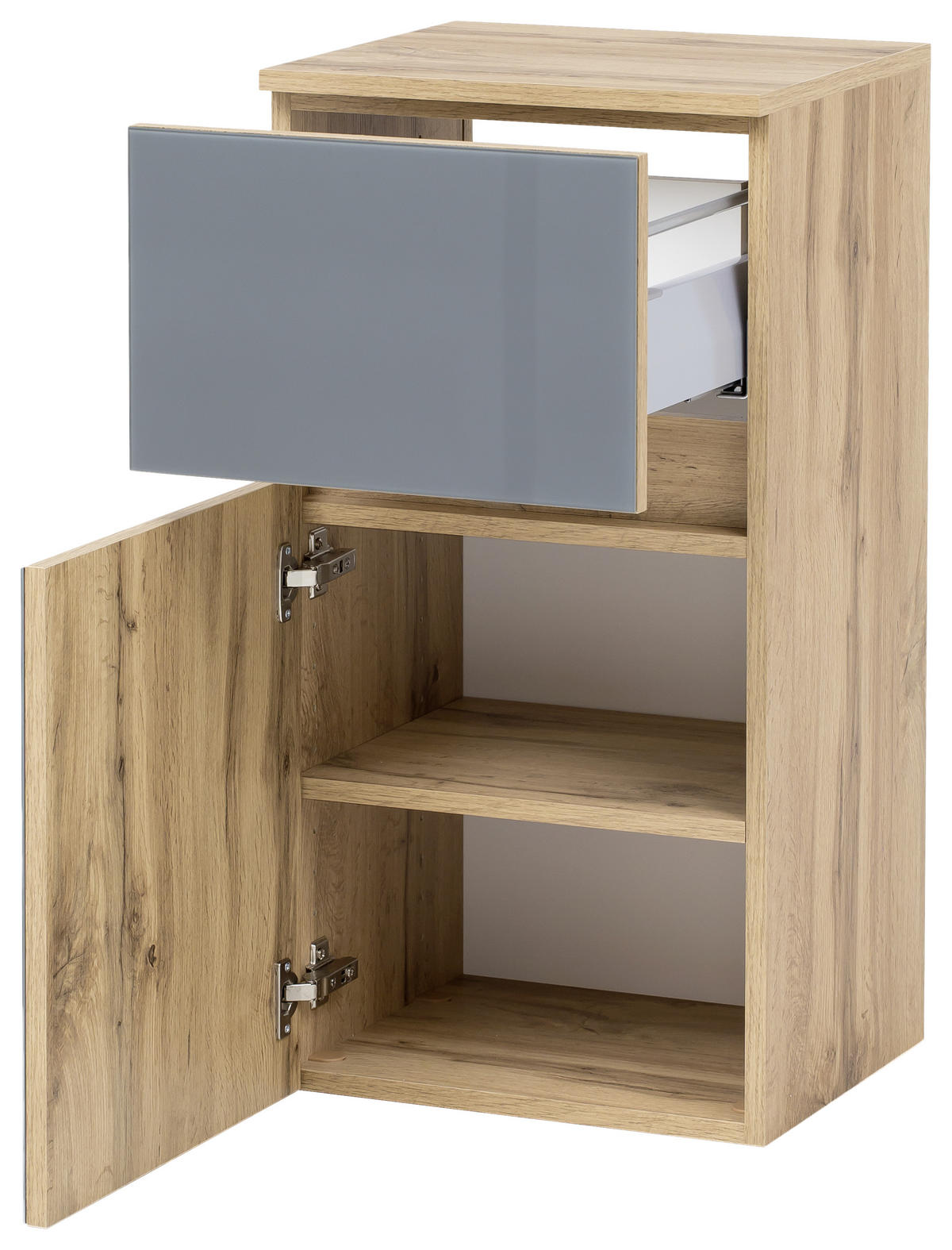 UNTERSCHRANK in   - Eichefarben/Silberfarben, Konventionell, Glas/Holzwerkstoff (40/79/35cm) - Held