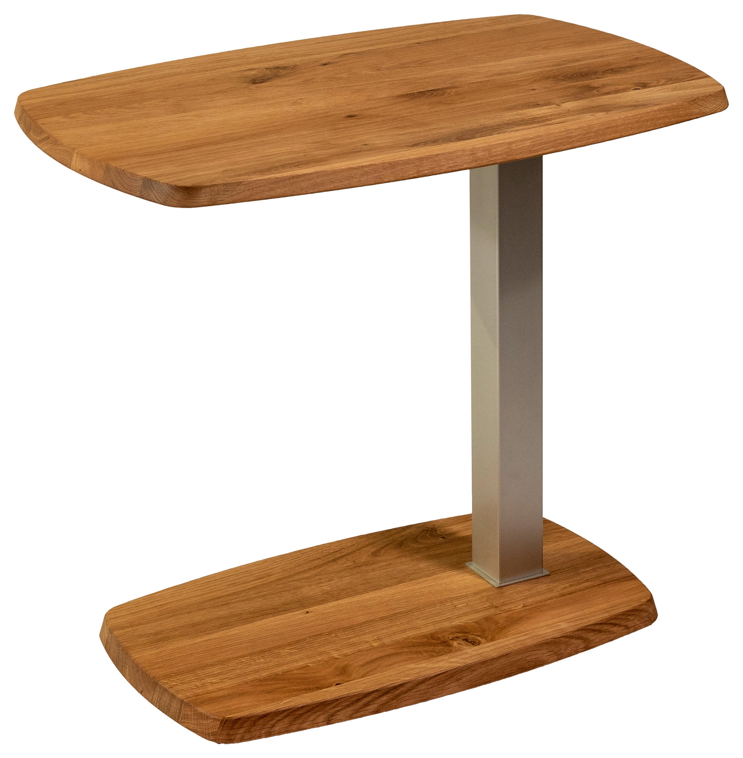 BEISTELLTISCH 60/40/55-83 cm Wildeiche vollmassiv Wildeiche, Silberfarben bootsförmig  - Wildeiche/Silberfarben, MODERN, Holz/Metall (60/40/55-83cm)