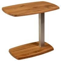 BEISTELLTISCH 60/40/55-83 cm Wildeiche vollmassiv Wildeiche, Silberfarben bootsförmig  - Wildeiche/Silberfarben, MODERN, Holz/Metall (60/40/55-83cm)