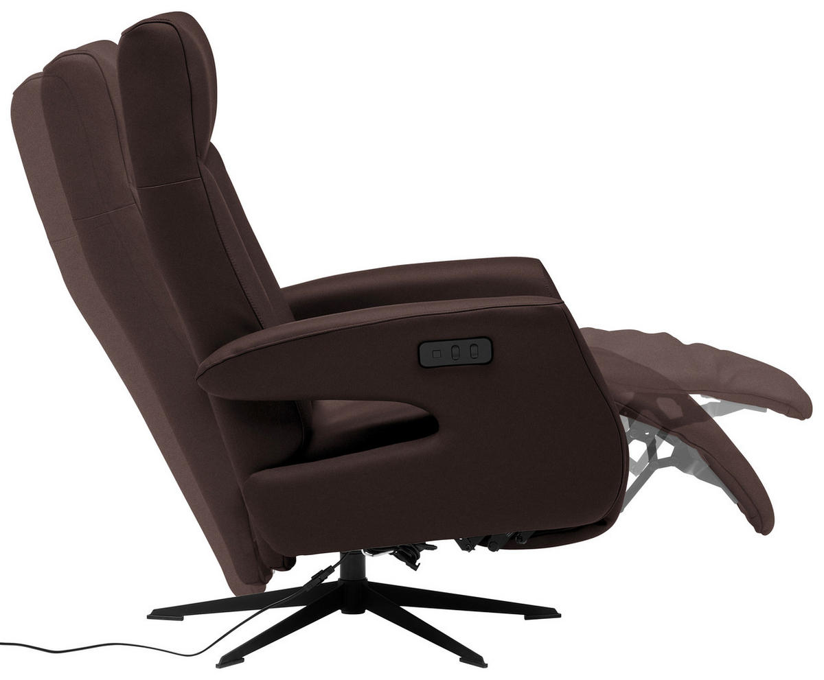 RELAXSESSEL in Leder Dunkelbraun  - Dunkelbraun/Schwarz, Design, Leder/Metall (74/105/82cm) - Welnova