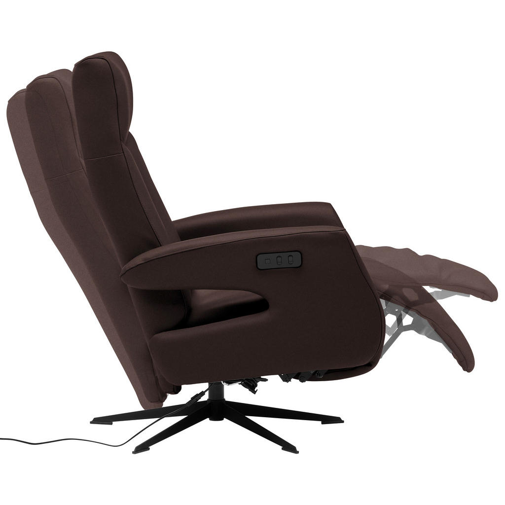 Thumbnail - Welnova Relaxsessel, Dunkelbraun, Leder, Echtleder, Color-Finish-Leder, 74x105x82 cm, Fußauswahl, Lederauswahl, Relaxfun...