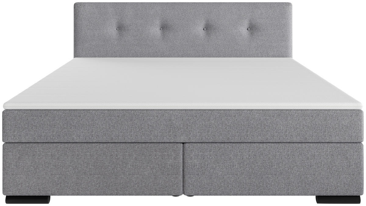 BOXSPRINGBETT 200/200 cm  in Hellgrau  - Hellgrau/Schwarz, MODERN, Karton/Holz (200/200cm) - MID.YOU