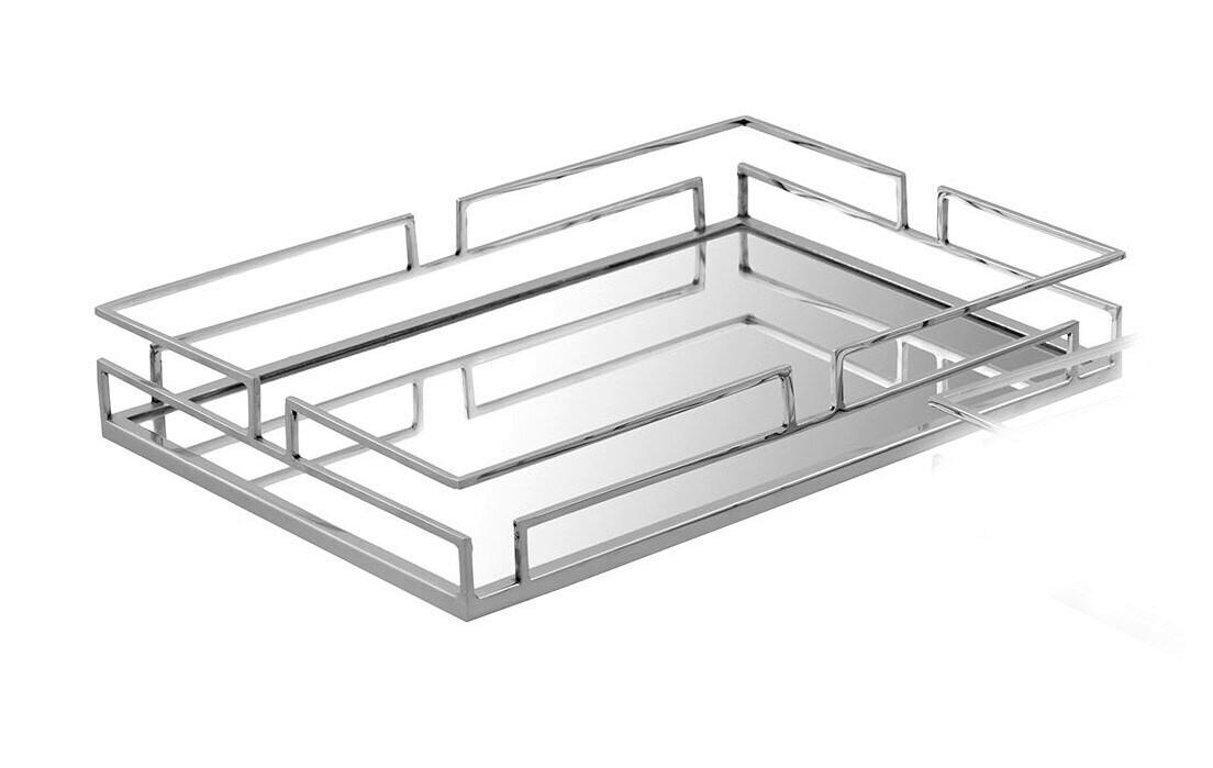 SERVIERTABLETT Metall  - Chromfarben/Nickelfarben, LIFESTYLE, Metall (43/30/8cm) - Ambia Home