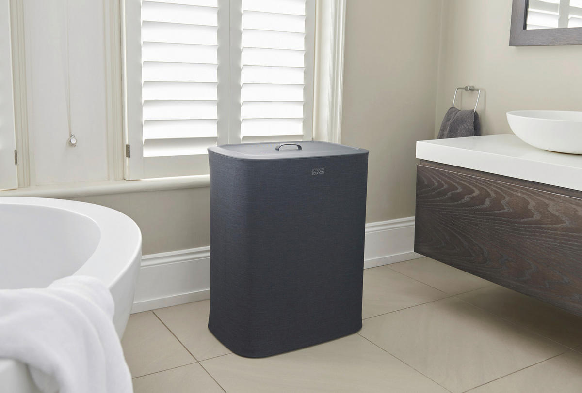 KOŠ ZA PERILO - črna, Basics, umetna masa/tekstil (56/71/39,5cm) - Joseph Joseph