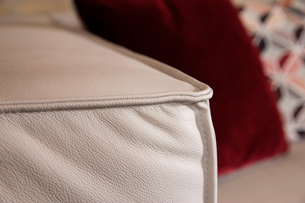 ECKSOFA in Echtleder Beige  - Beige/Schwarz, Modern, Leder/Kunststoff (300/164cm) - W.Schillig