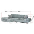 ECKSOFA in Flachgewebe Dunkelgrau  - Dunkelgrau/Schwarz, KONVENTIONELL, Textil/Metall (180/295cm) - Carryhome