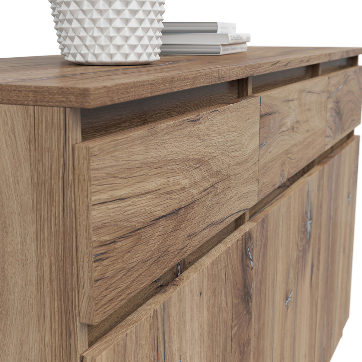 KOMMODE  in 135/81/42 cm  - Eichefarben, KONVENTIONELL, Holzwerkstoff (135/81/42cm)
