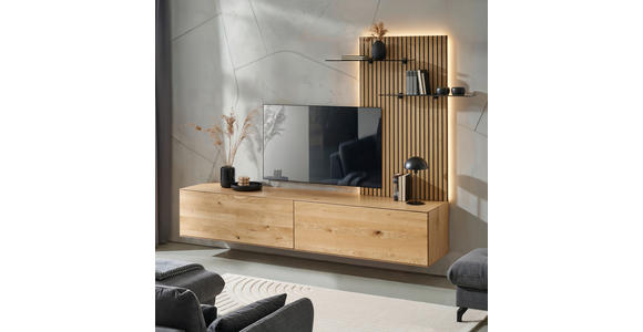 WOHNWAND 2-teilig  in Eichefarben  242/160/50 cm  - Eichefarben, Design, Glas/Holz (242/160/50cm) - Dieter Knoll