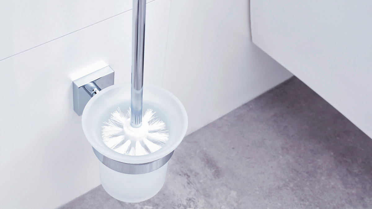 WC-BÜRSTENGARNITUR - Chromfarben/Weiß, Basics, Glas/Kunststoff (39/11,6/14,7cm) - Tesa