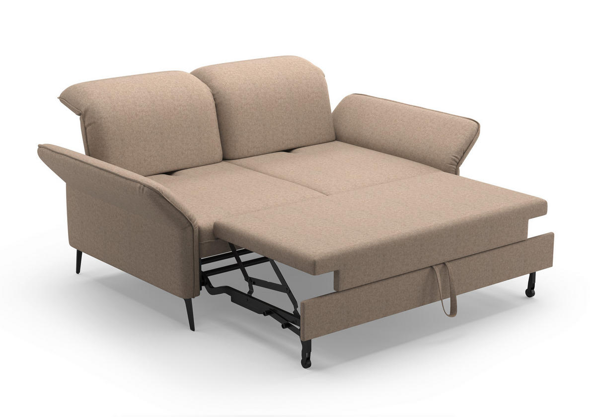 2,5-SITZER in Flachgewebe Taupe  - Taupe/Schwarz, Konventionell, Textil/Metall (189/92/123cm) - Sit & More